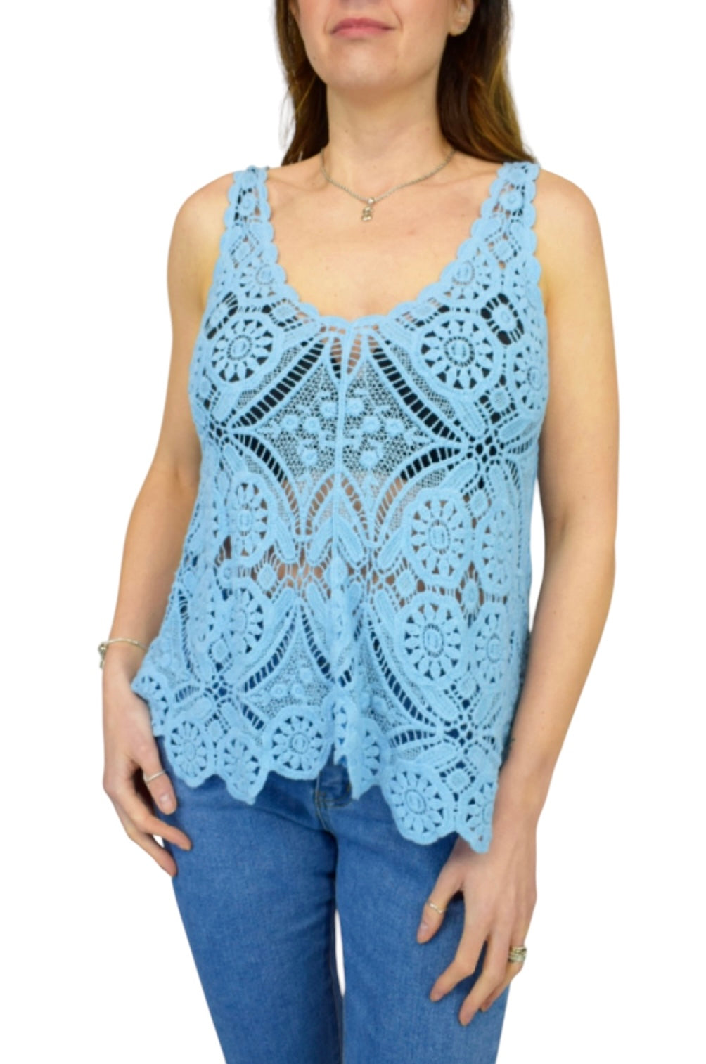 Chloe Sleeveless Coloured Crochet Top