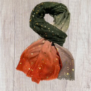 Green Glitter Dots Gradient Print draped over a wooden surface.