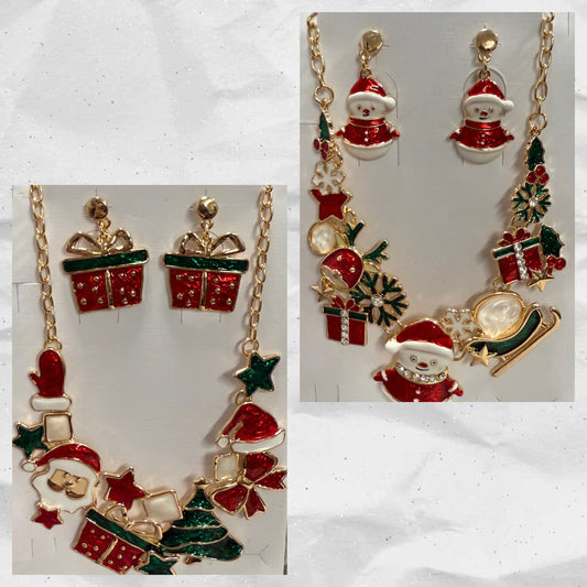 Christmas Necklace and Earrings Set