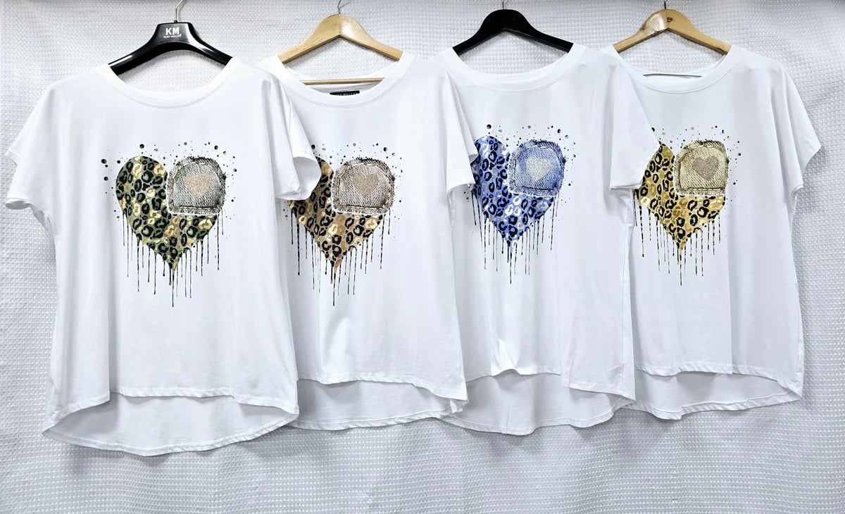 Melting Heart Cotton T-shirt Top