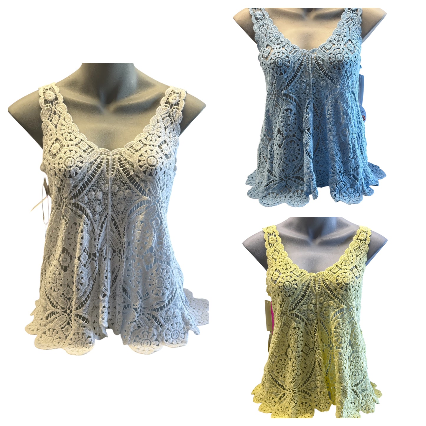 Chloe Sleeveless Coloured Crochet Top