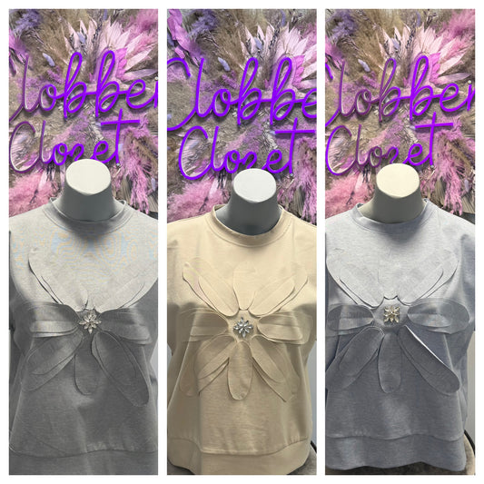 Cotton Crystal Cut Daisy Top