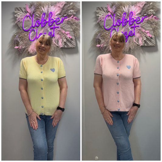 Heart Button Embroidered Wool Cardigan