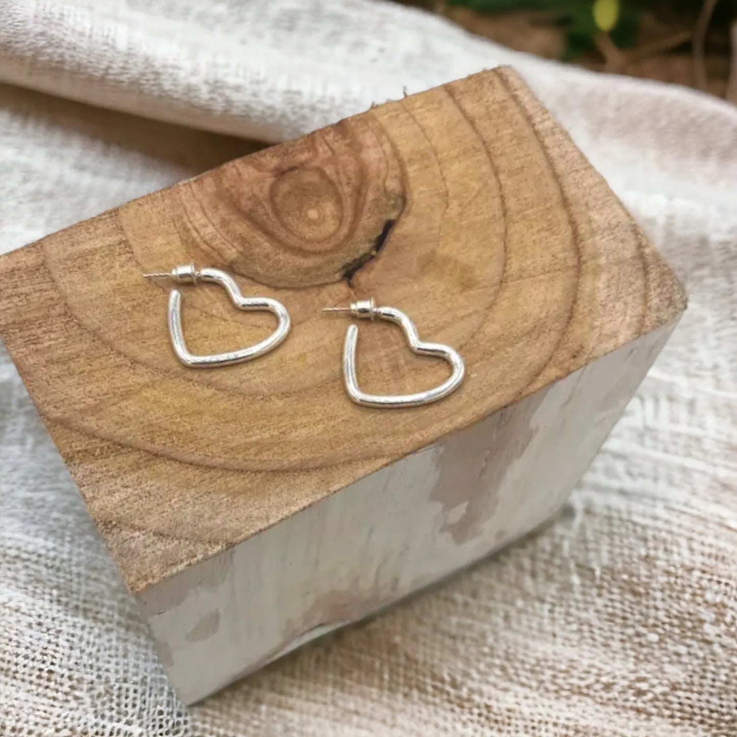 Jess & Lou Silver Hollow Heart Stud Earring