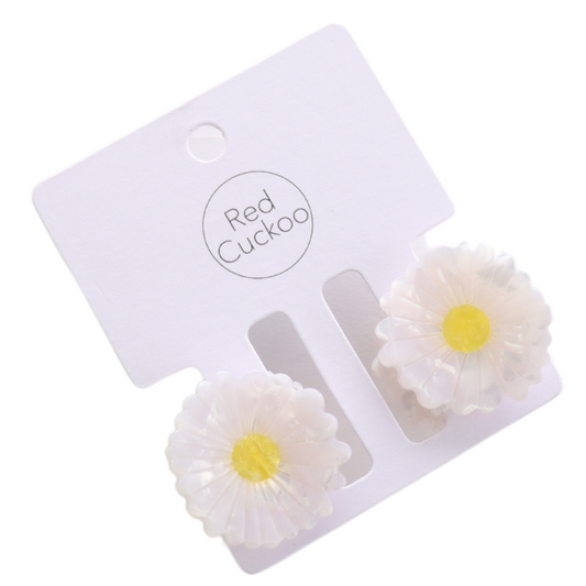 White Flower Hair Claw Clip Twin Pack