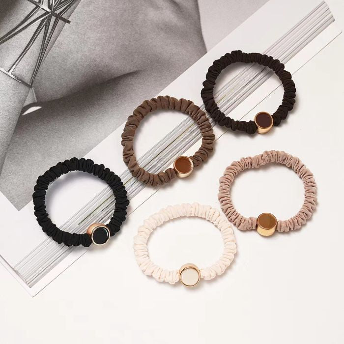 Elastic Hair Ties Pack Of 5 - Browns