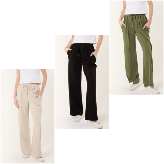 Drawstring Crease Front Sweat Trousers