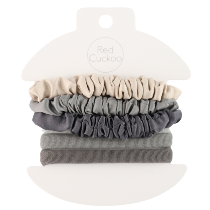 Pack Of 6 Grey Scrunchie Hairbands