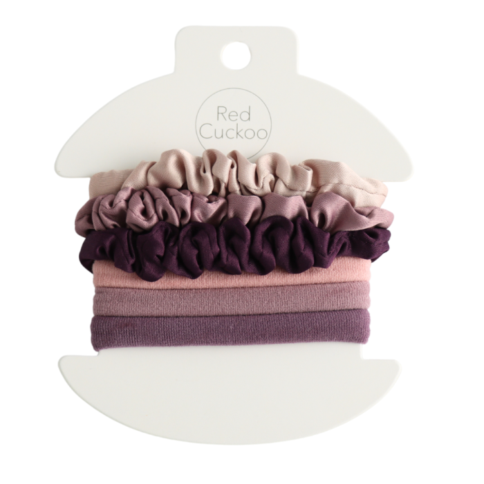 Pack Of 6 Purple Scrunchie Hairbands