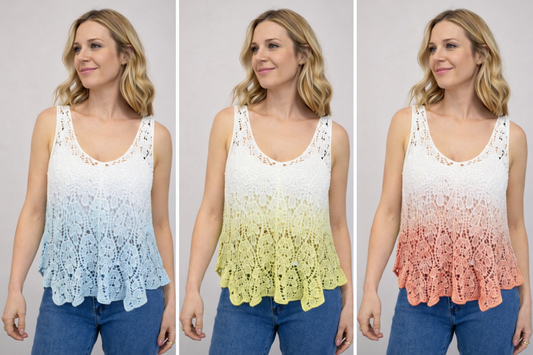 Dip Dye Sleeveless Floral Crochet Top