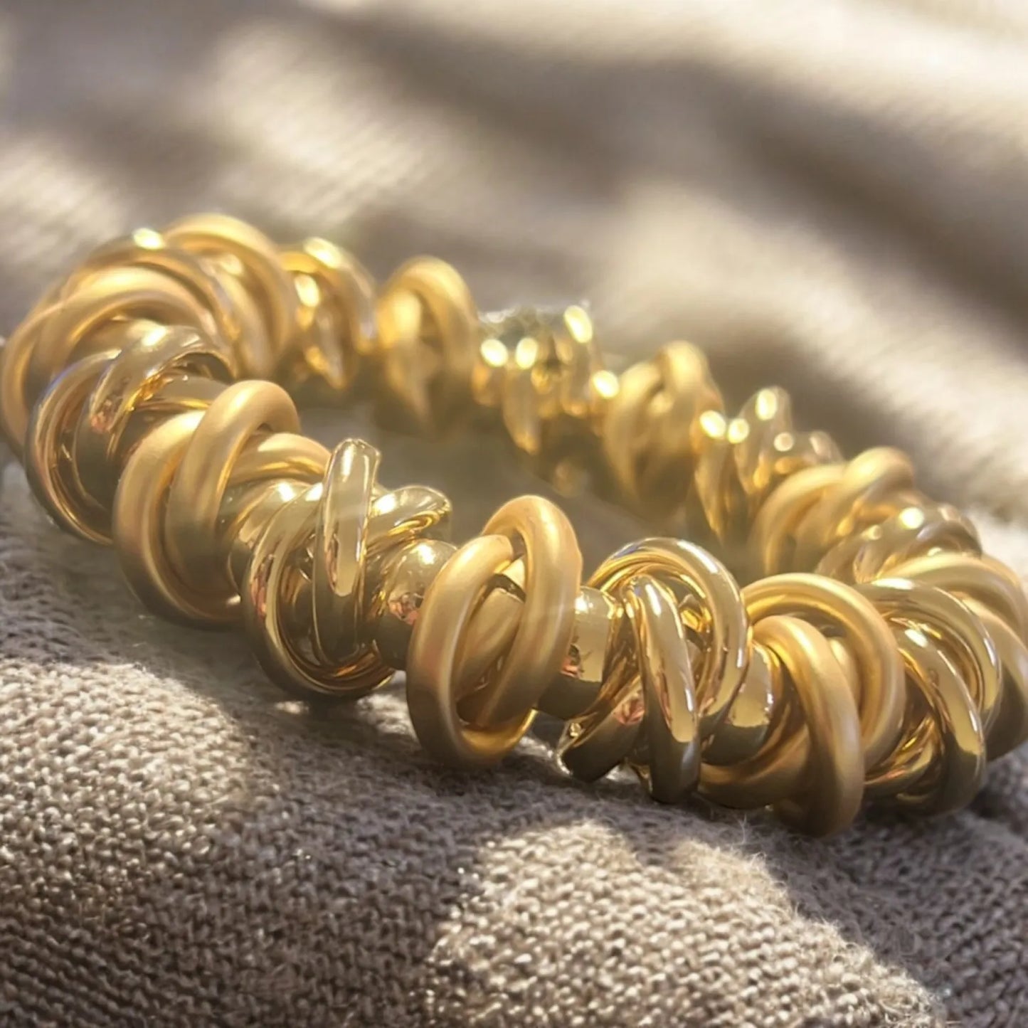 Fancy Knots on Stretch Bracelet - Gold Colour