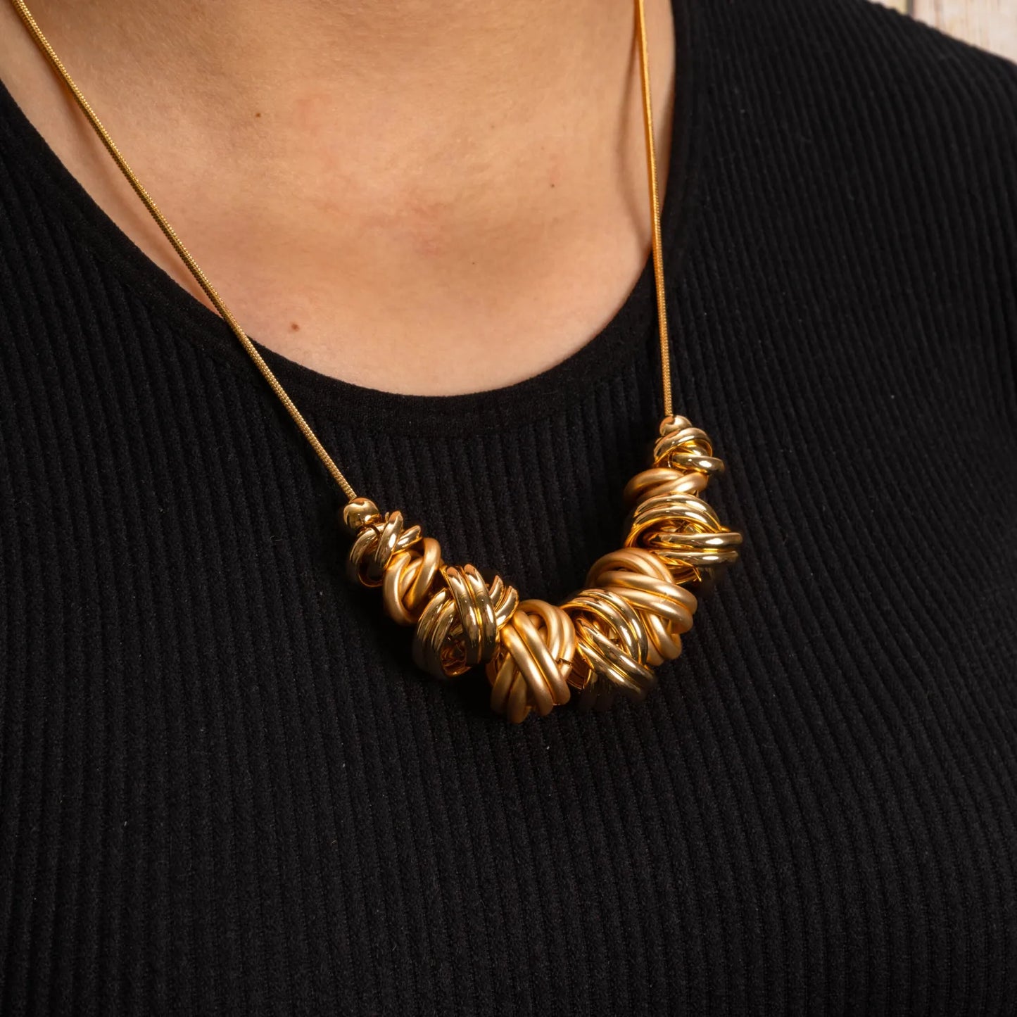 Statement Knot Necklace - Gold Colour