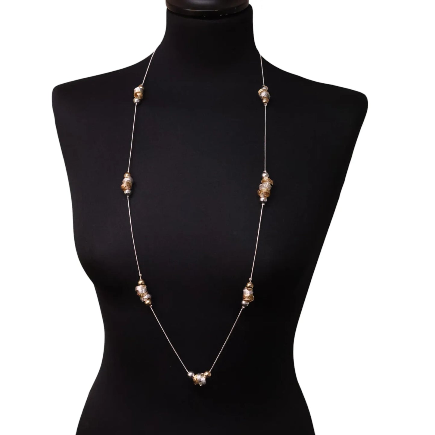 Long Necklace with Mixed Twisted Wire Bead Decoration