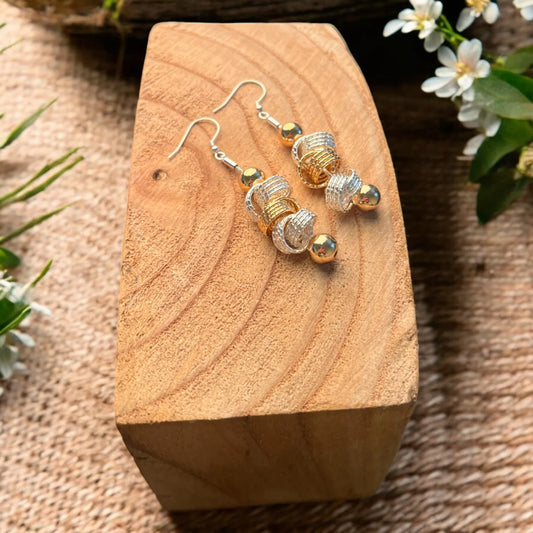 Mixed Twisted Wire Bead Drop Earrings