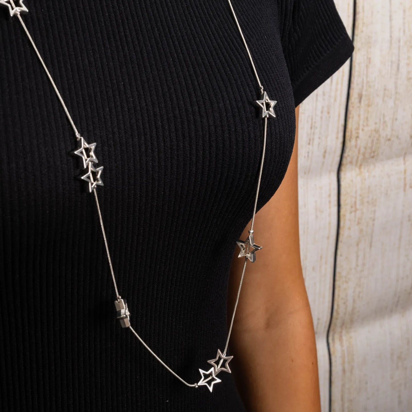Cascading Star Necklace - Silver Colour