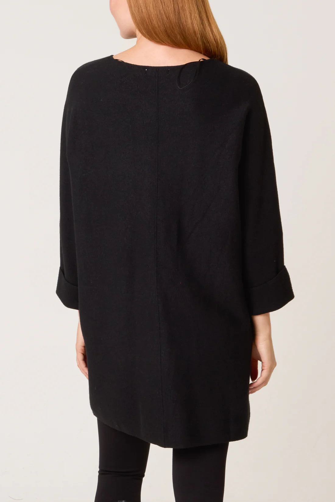 Black Front Seam Pocket Tunic Dress
