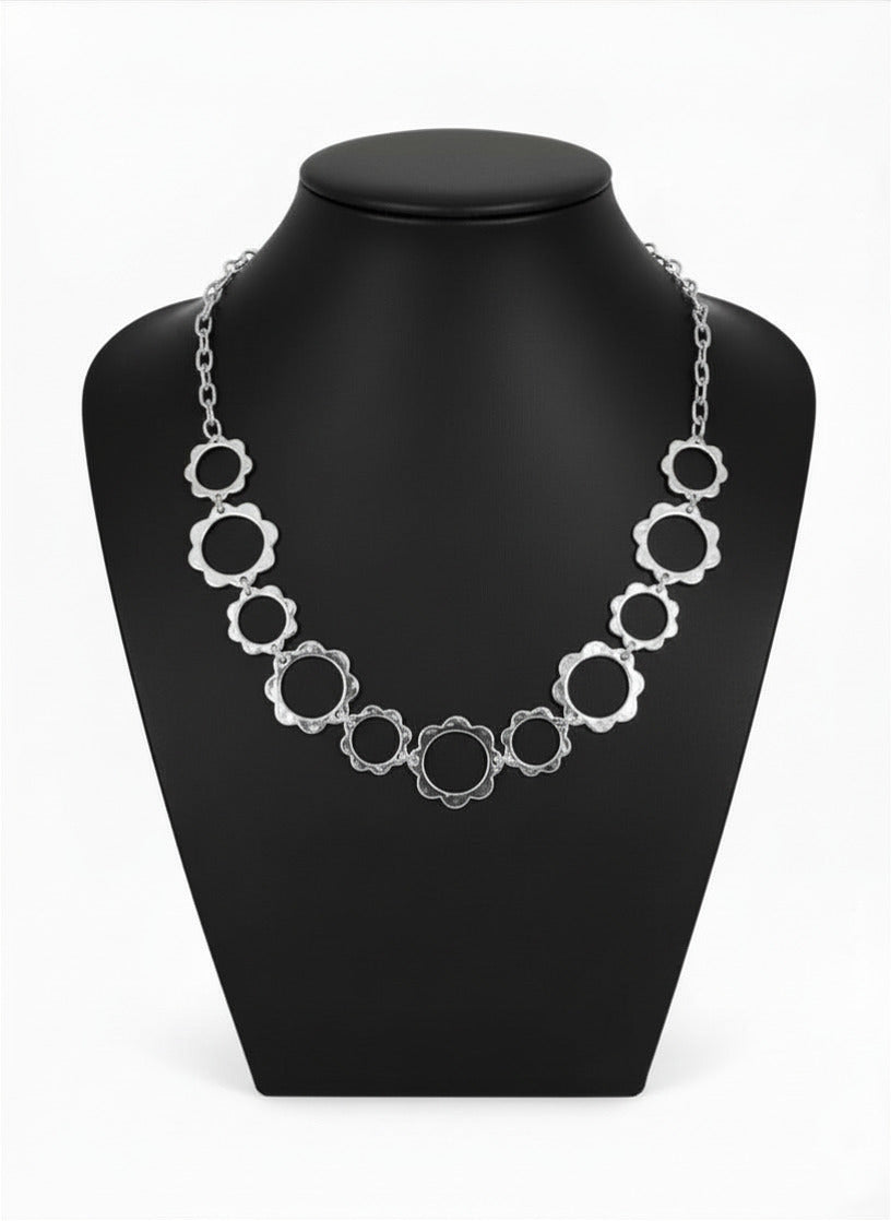 Flower Power Frame Links - Worn Silver