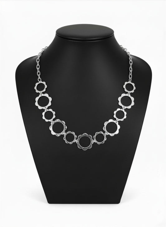 Flower Power Frame Links - Worn Silver