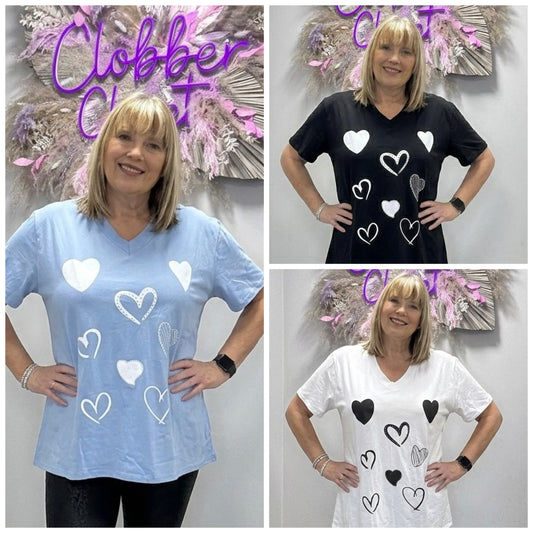 Plus Size All-Over Heart Print Oversized T-Shirt