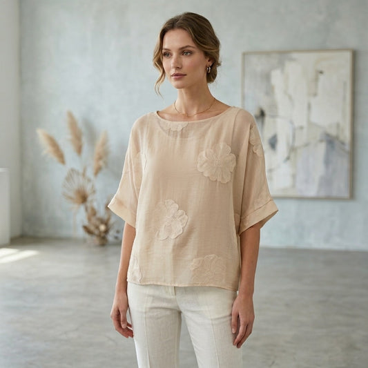 Luna Embroidered Flower Top