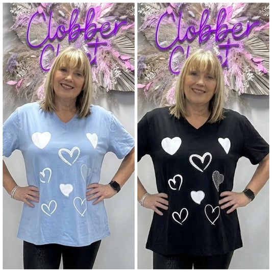 Plus Size All-Over Heart Print Oversized T-Shirt