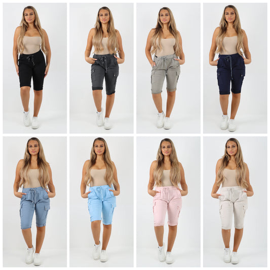 Italian Cargo Pockets Drawstring Magic Shorts