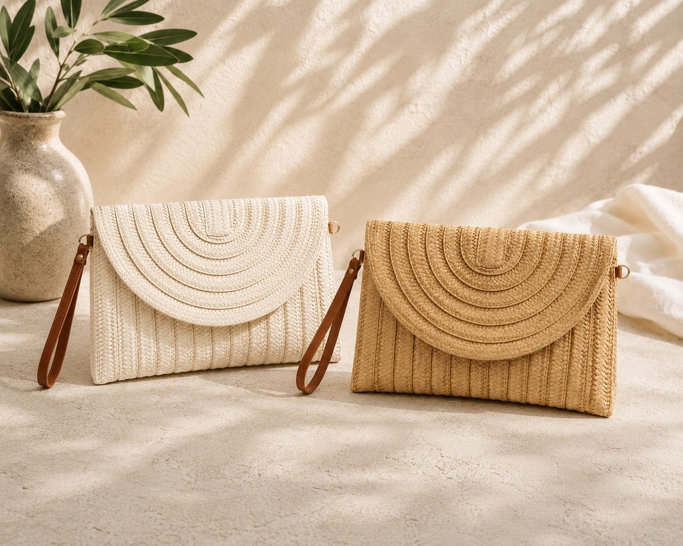 Plain Straw Clutch Bag