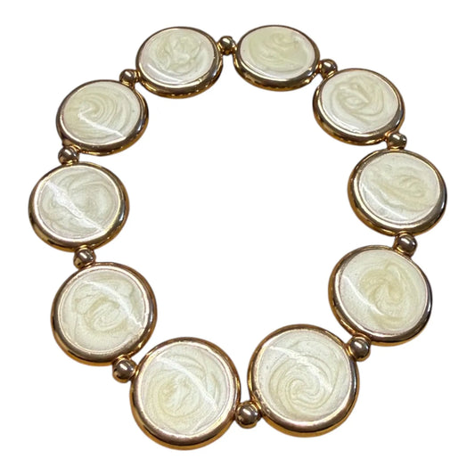 Jess & Lou White Disc Pearlescent Bracelet on a white background