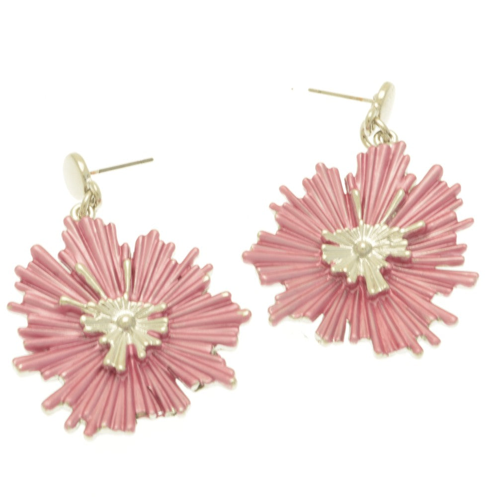 Miss Milly Dusky Pink Ice Flower Earrings on a white background