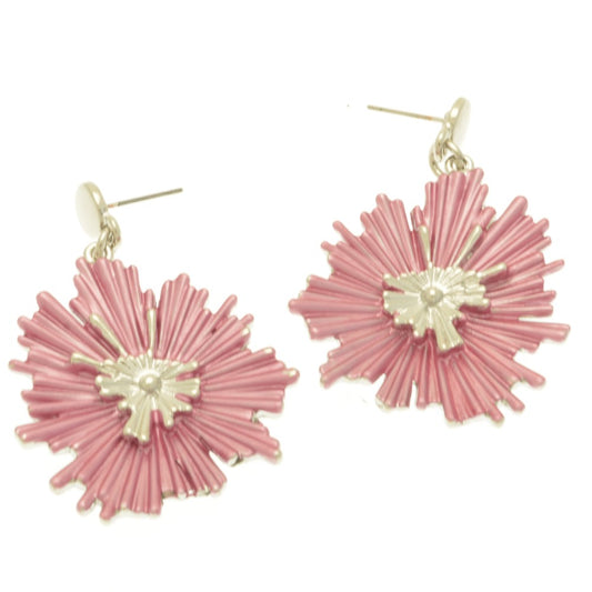 Miss Milly Dusky Pink Ice Flower Earrings on a white background