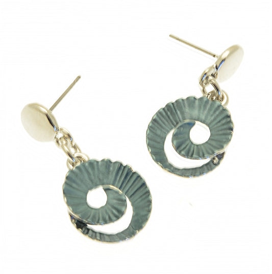 Miss Milly Green Ammonite Earrings on a white background