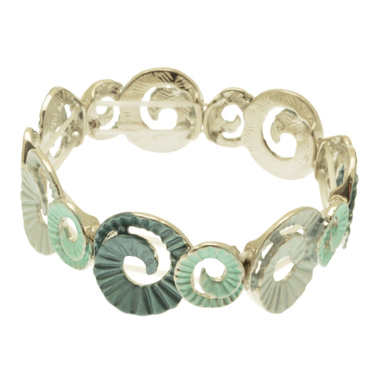 Miss Milly Green Ammonite Elasticated Bracelet on a white background