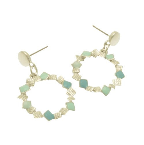 Miss Milly Mint Green Confetti Earrings on a white background