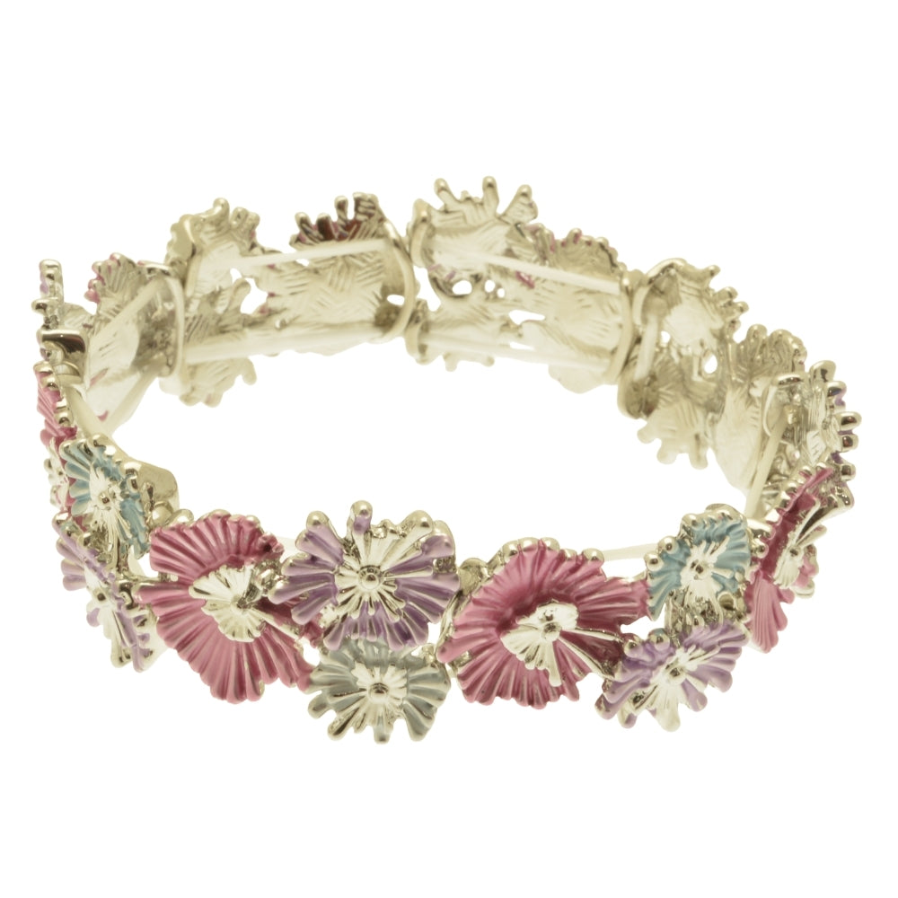 Miss Milly Multicolour Ice Flower Elasticated Bracelet on a white background