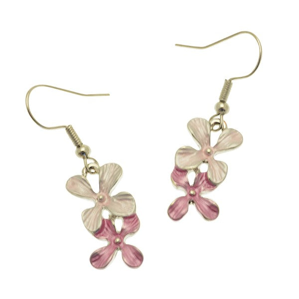 Miss Milly Pink Flower Earrings on white background 