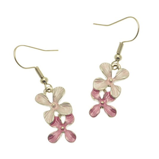 Miss Milly Pink Flower Earrings on white background 