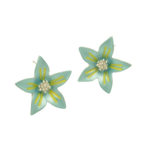 Miss Milly Turquoise Flower Earrings On white background 