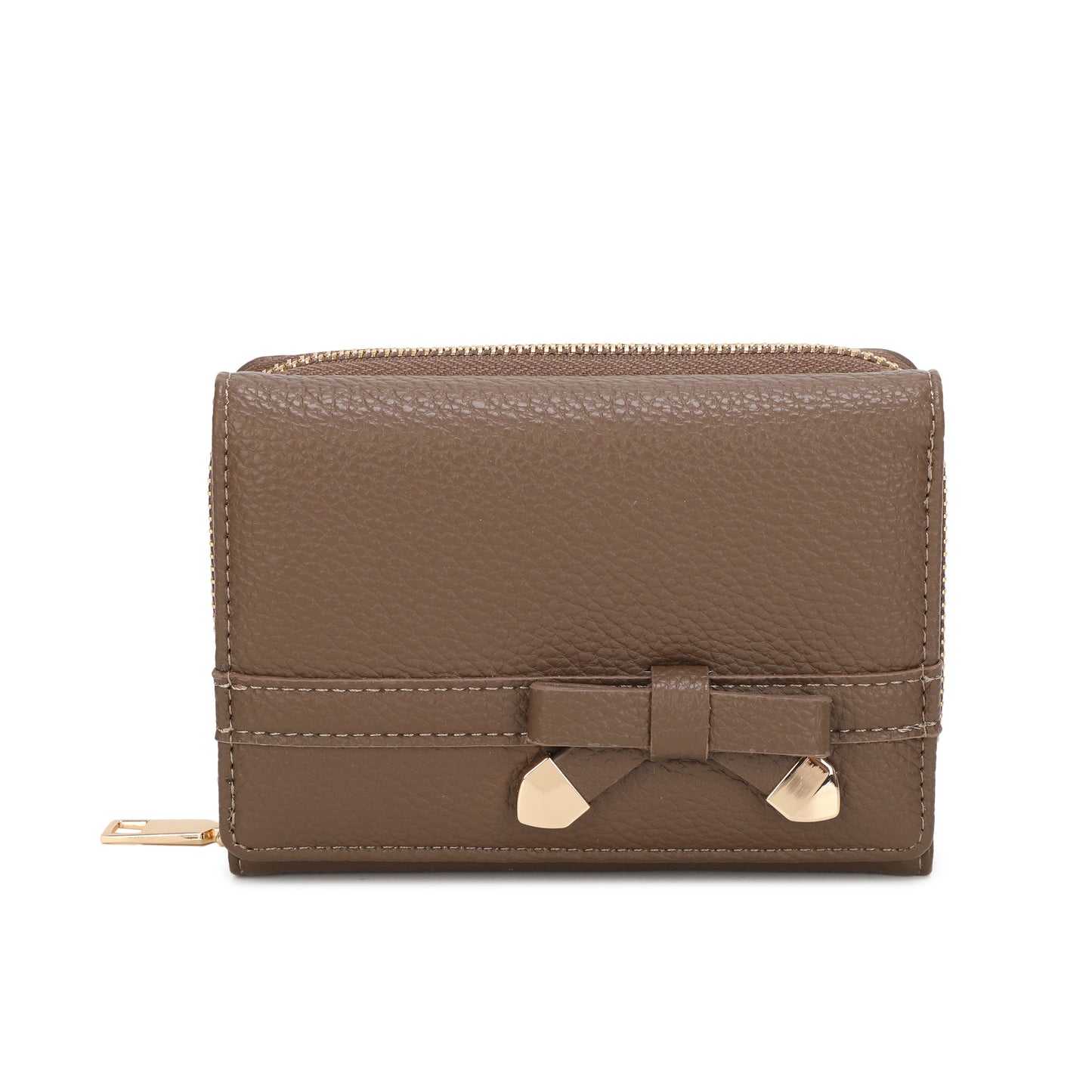 Mocha Brown Bow Detail Purse on a white background