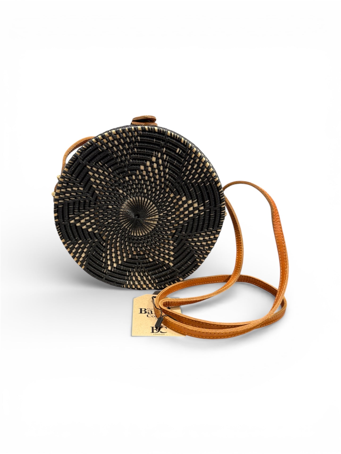 Niven MCCarthy Black Rattan Cross Body/Shoulder Bag on White Background 