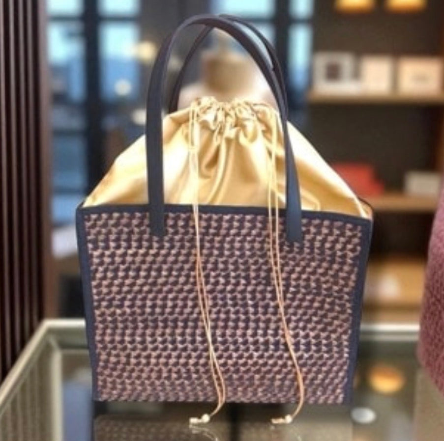 Niven McCarthy Bali Collection - Sumatra Black & Gold Palm Weave Tote Bag