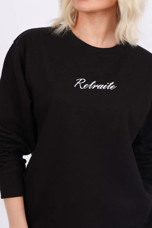 Daija - Exotic Flower and Bird Design Sweatshirt - Black