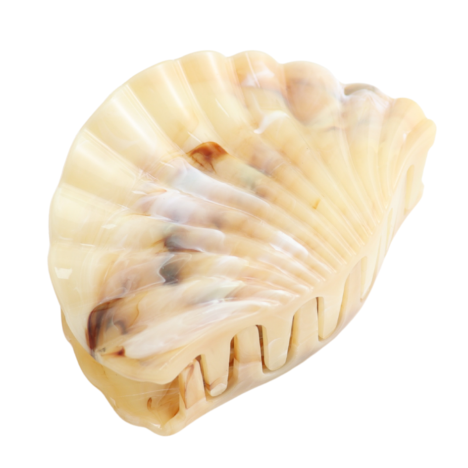 Close-up of Yellow Shell Hair Claw Clip on a white background