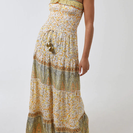 Yasmin - Bandeau Floral & Shell Maxi Dress
