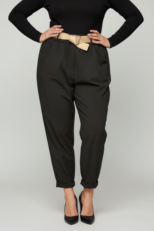 Plus Size Black Magic Trousers with Correct Belt Buckle